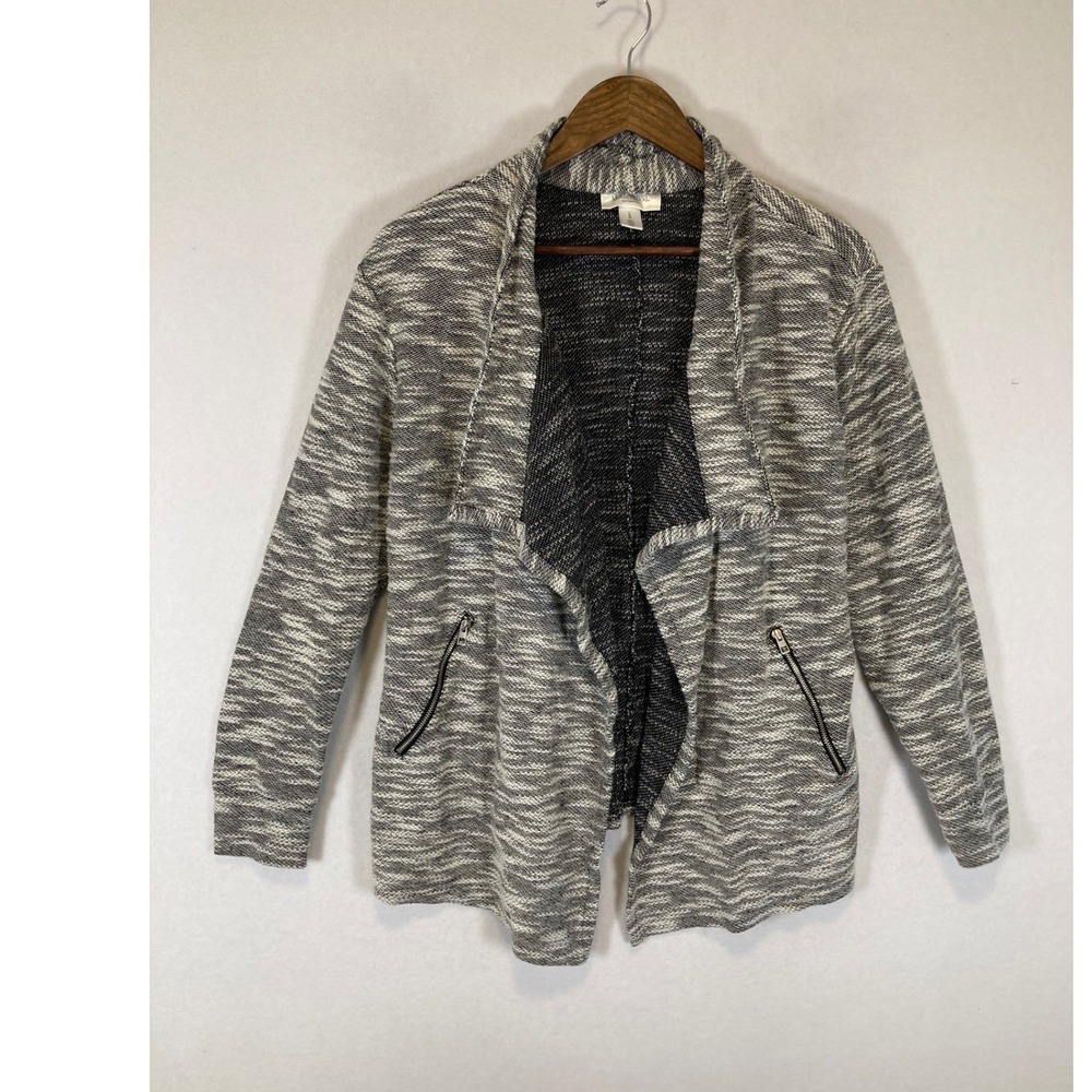 Maternity Motherhood Maternity Women L Gray Space‎ Dye Zip Pocket Cardigan